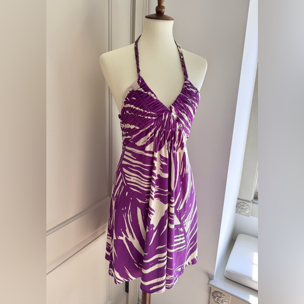 BCBG Max Azria - Purple/White - Chain Halter Mini - Sz Small